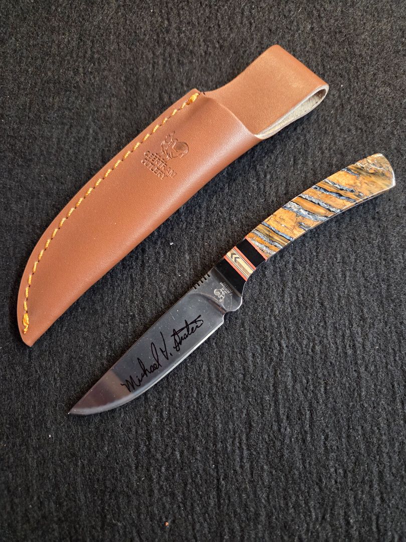 Knife Michael Prater Mammoth Skinner includes box and paperwork of authenticity