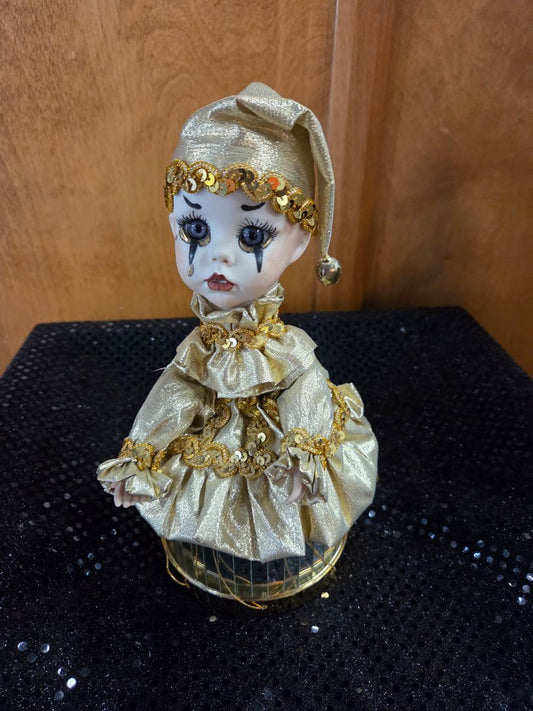 Vintage Porcelain Jester Clown Music Box