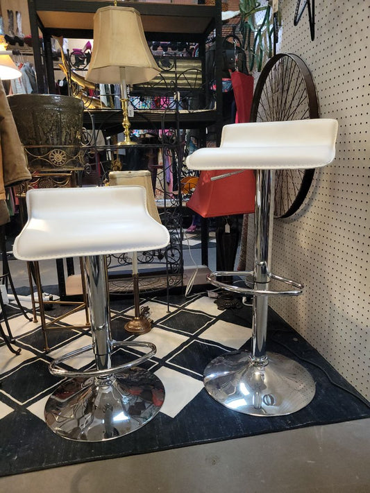 Chrome/White  Chrome and White Stools