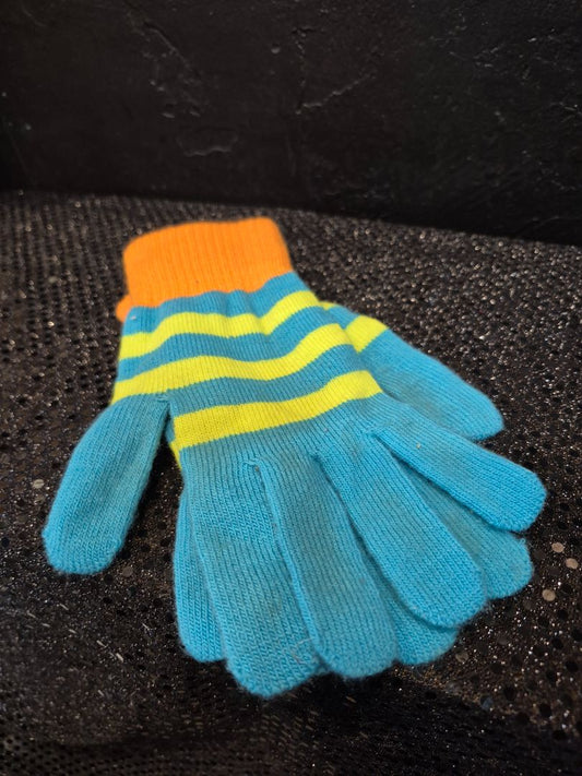 Gloves teal and orange and green