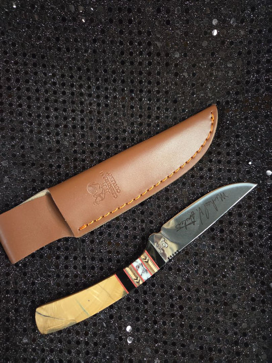 Knife Michael Prater Mammoth Skinner includes box and paperwork of authenticity