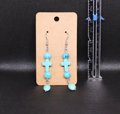 Designs by Raven Turquoise Cross Dangle Earrings