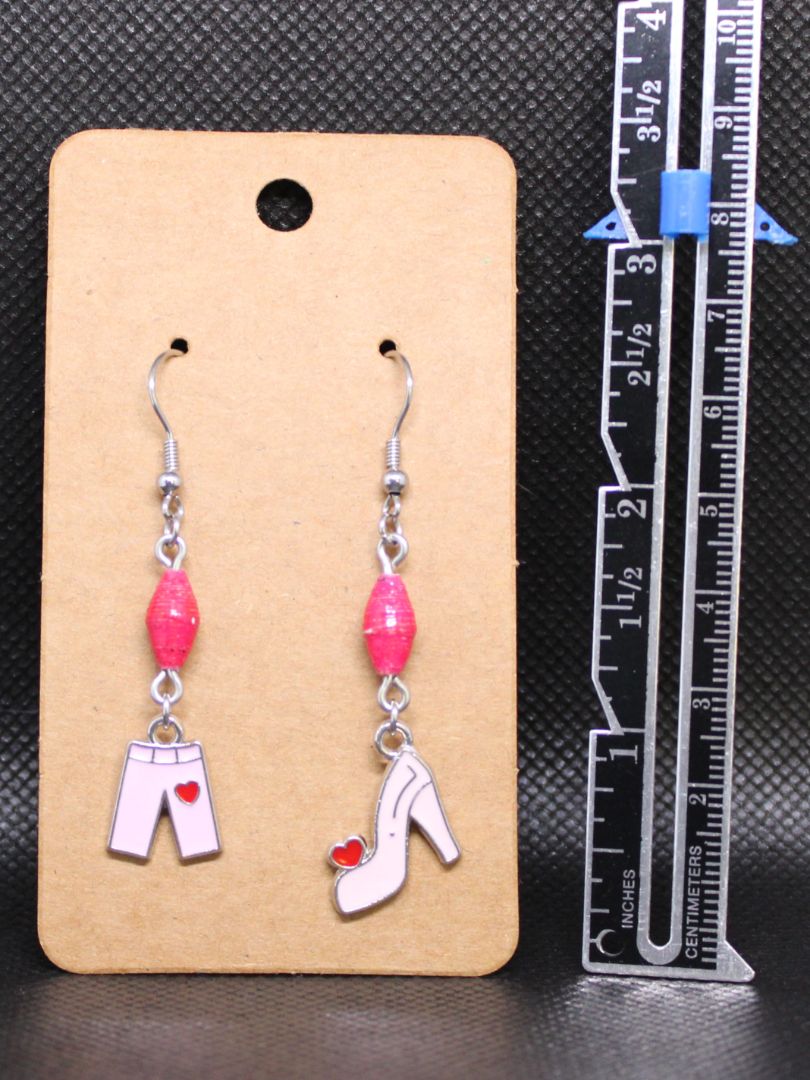 Designs by Raven Fashionista Pink Charm Earrings with Bead Accents