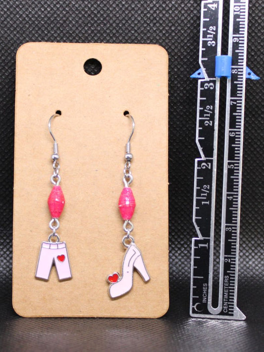 Designs by Raven Fashionista Pink Charm Earrings with Bead Accents