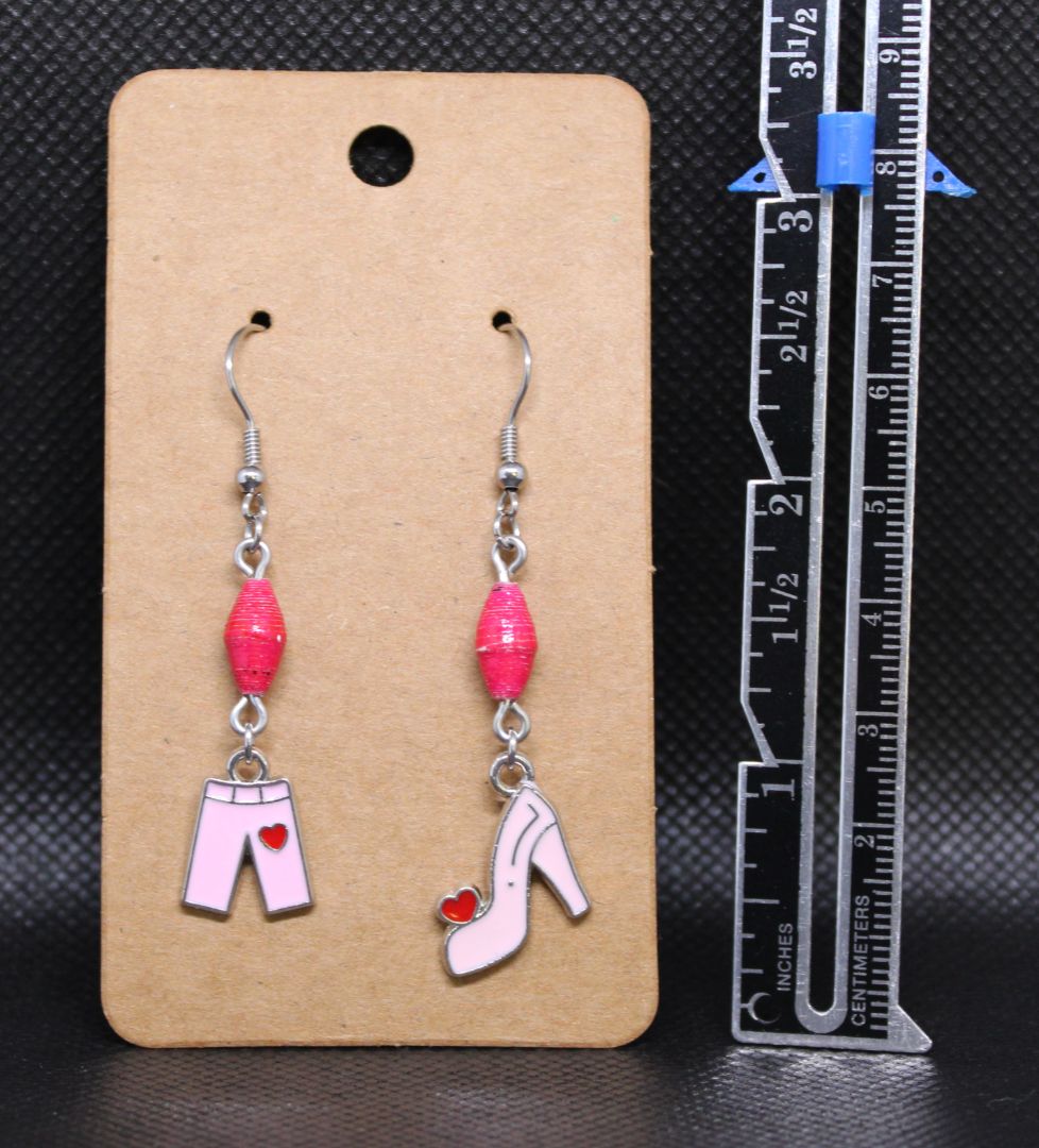Designs by Raven Fashionista Pink Charm Earrings with Bead Accents
