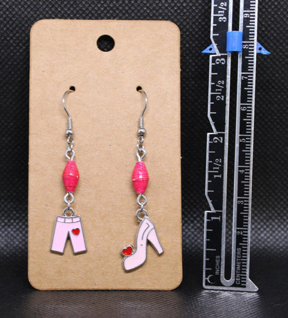 Designs by Raven Fashionista Pink Charm Earrings with Bead Accents