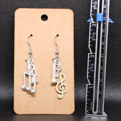 Designs by Raven Musical Note and Trumpet Earrings with Stainless Steel Hooks