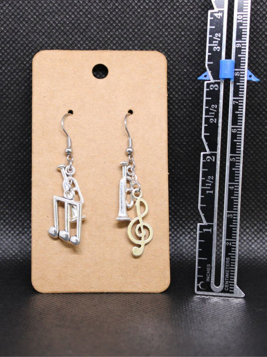 Designs by Raven Musical Note and Trumpet Earrings with Stainless Steel Hooks