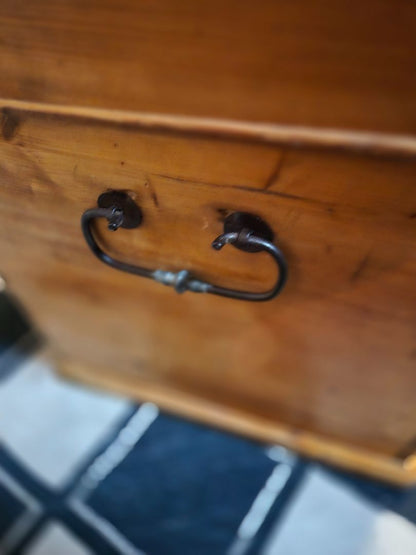 Antique Chest Biedermeier Around 1850's Round Lid Chest Blanket box
