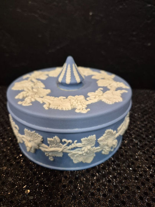 Wedgwood Blue Jasperware Trinket Lidded Dish
