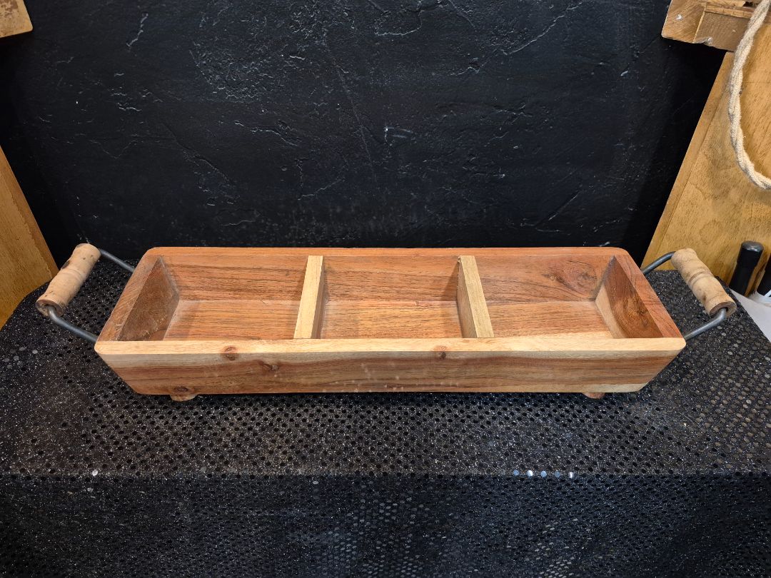 Wood 3 Section Tray