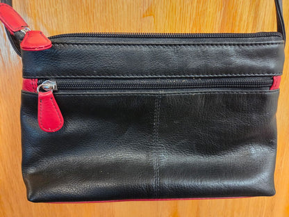 Black W Red Rose NY NY BlackW/Rose Leather Purse, Medium