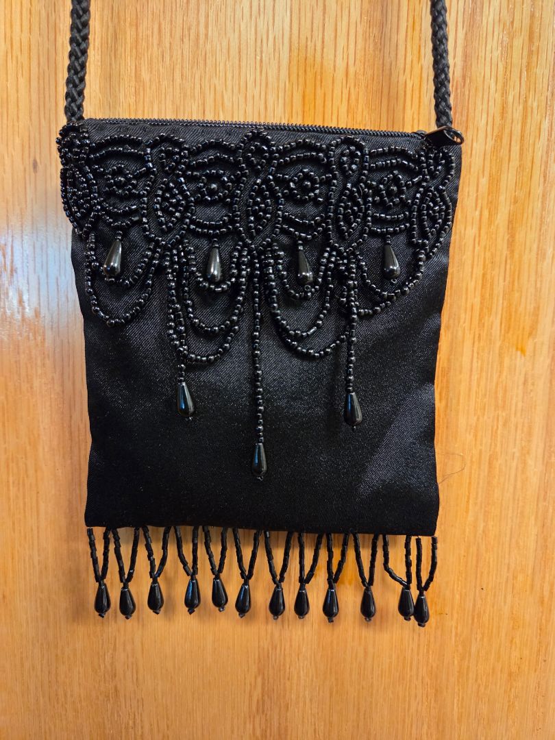 Black Jessica McClintock Black Sequined Evening Bag, Small
