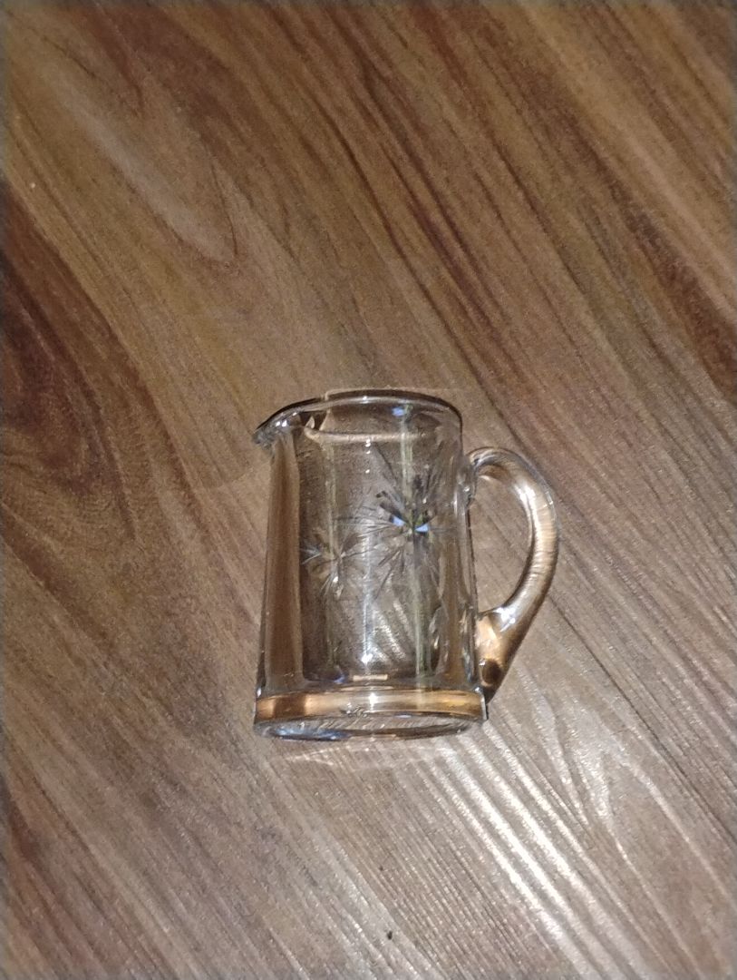 Clear Glass  Hand Blown Starburst Creamer