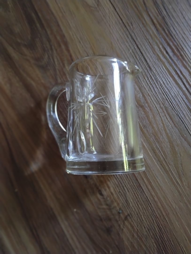 Clear Glass  Hand Blown Starburst Creamer