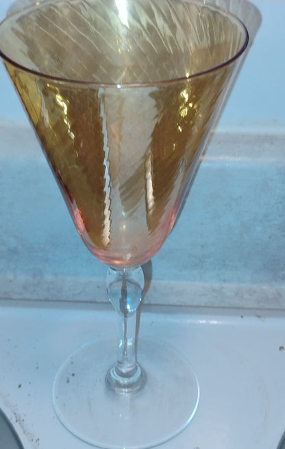 Amber  Amber Optic Swirl Wine Glass