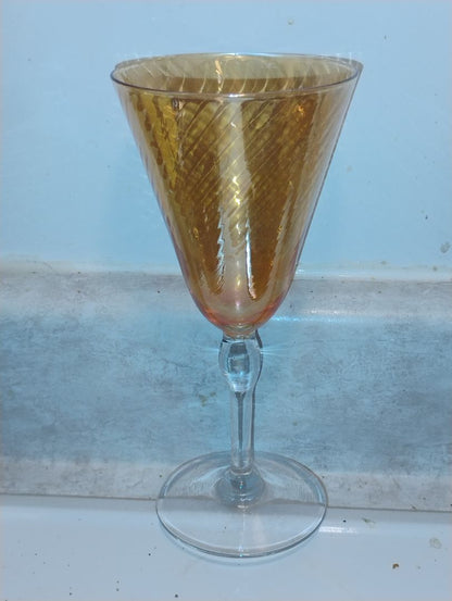 Amber  Amber Optic Swirl Wine Glass