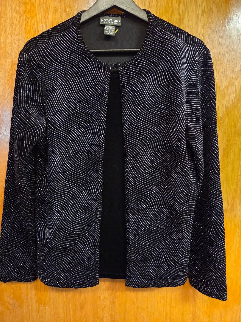 Black/Gliiter Notations Clothing Co. Dressy Women's Jacket, Medium