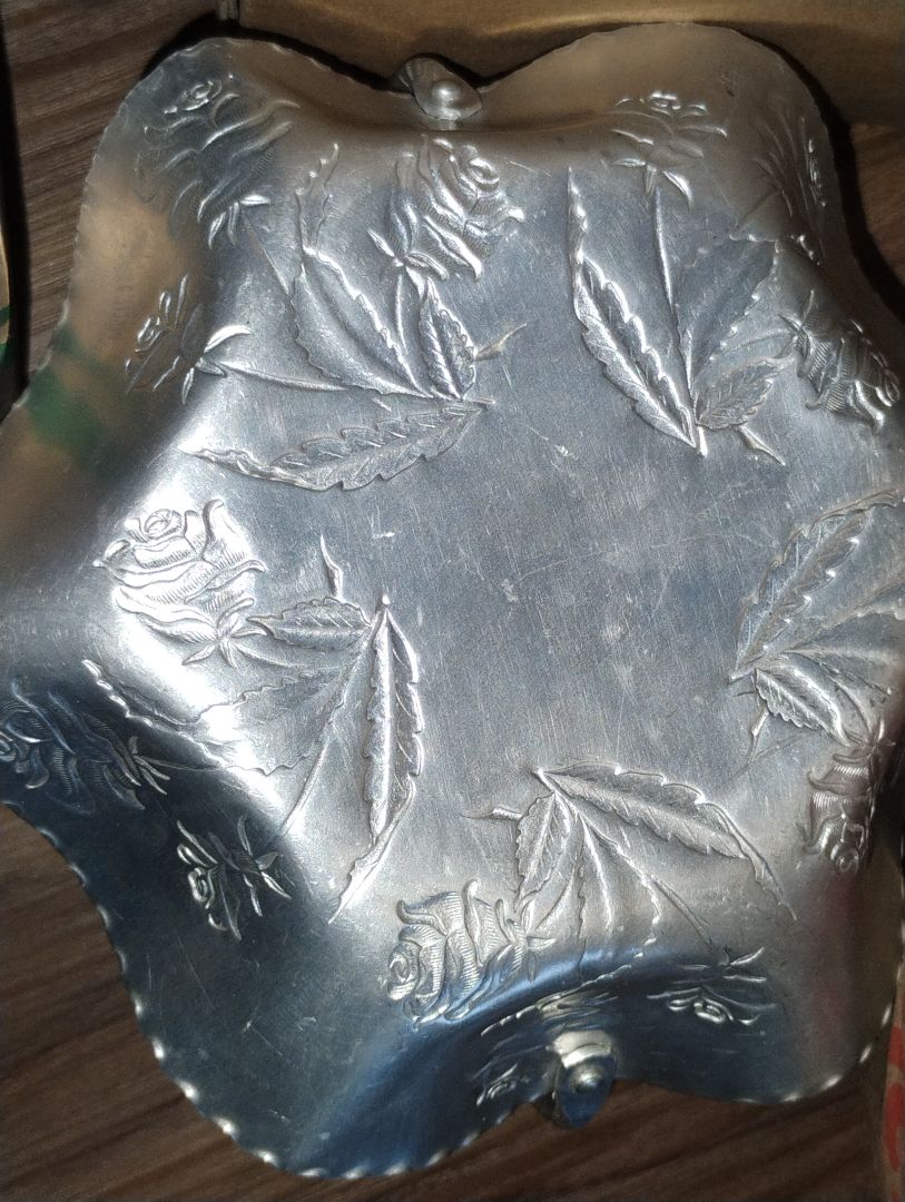 Hammered Silver/Metal  Metal Rose Candy Dish
