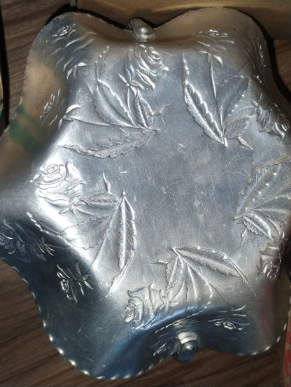 Hammered Silver/Metal  Metal Rose Candy Dish