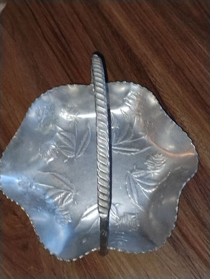 Hammered Silver/Metal  Metal Rose Candy Dish