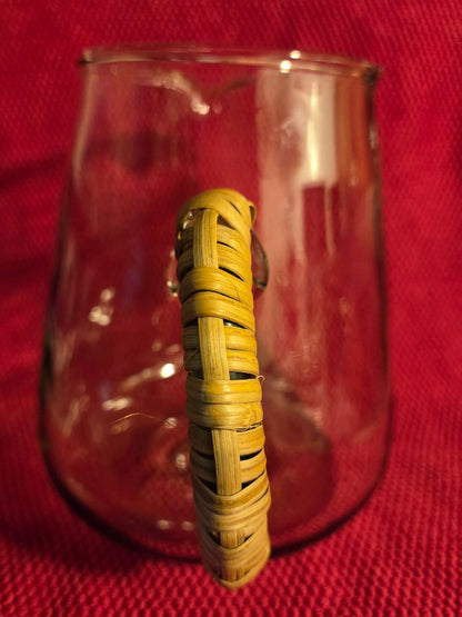 Clear Glass W Rattan Wrapped Type handle Rina Glass Pitcher/Vase