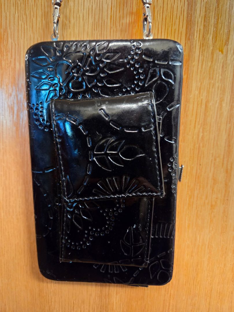 Black W Pattern  Black Embossed Wallet, Wallet/Smartphone