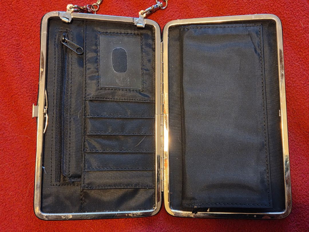 Black W Pattern  Black Embossed Wallet, Wallet/Smartphone