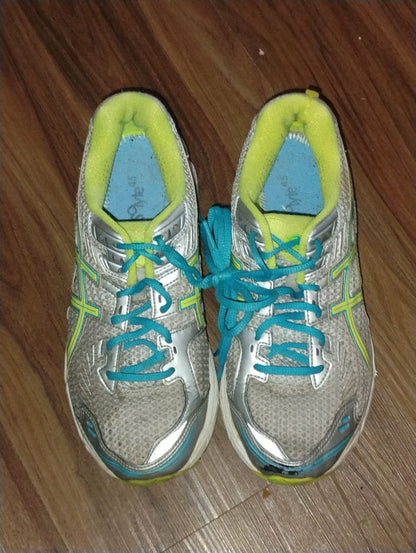 Gray with neon green accents Asics Asics comfortable shoes, 8