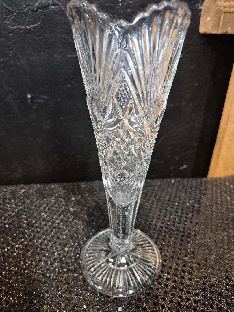 Vintage Clear Hand Cut Crystal Pedestal