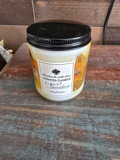 Yellow/Orange Handmade Candle, 3.5 x 3.5
