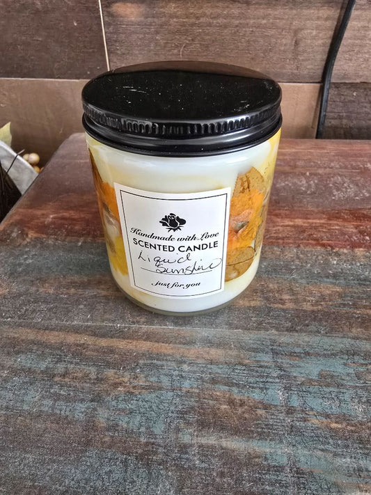 Yellow/Orange Handmade Candle, 3.5 x 3.5
