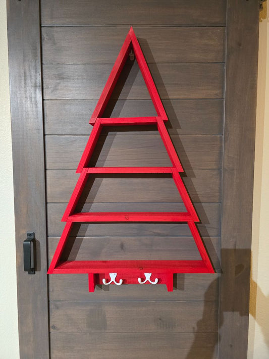 Red Christmas Tree Shelf Artisan, 37.5 x 24.5 x 2.75
