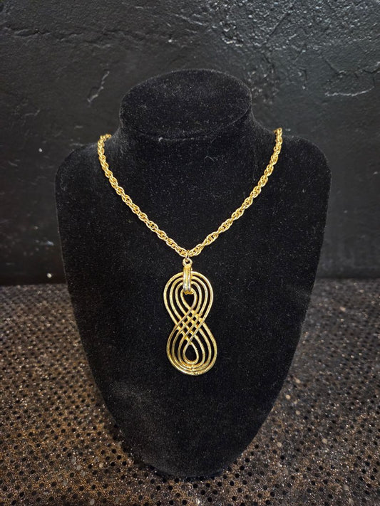 Vintage Gold Toned Cross Over 8 Design Necklace