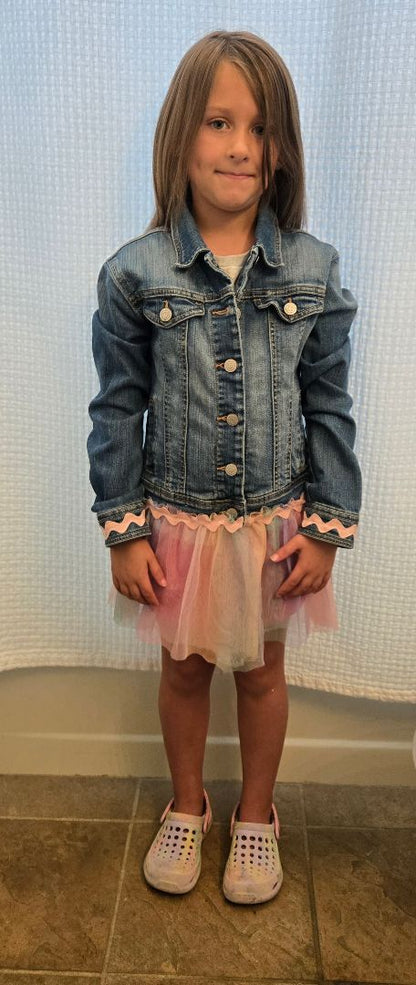 Denim Jacket- girls Sz10-12 w PPink Tulle