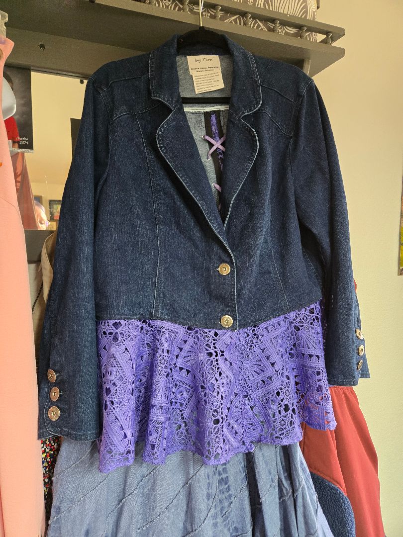 Denim Jacket w Purple lace trim