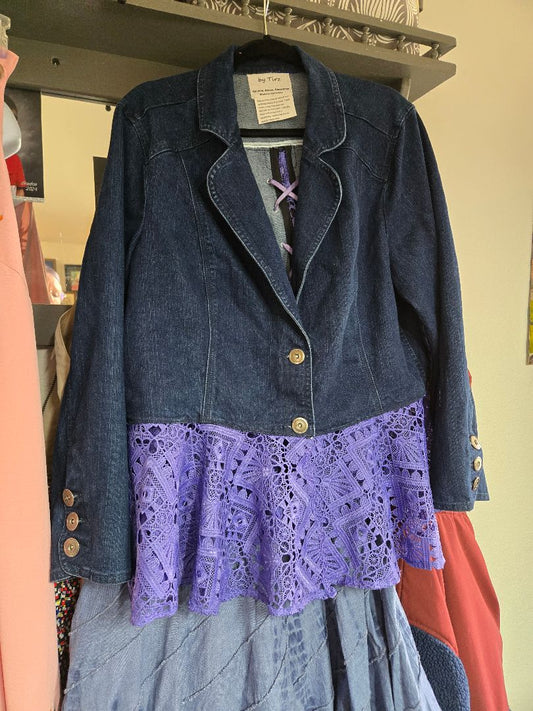 Denim Jacket w Purple lace trim