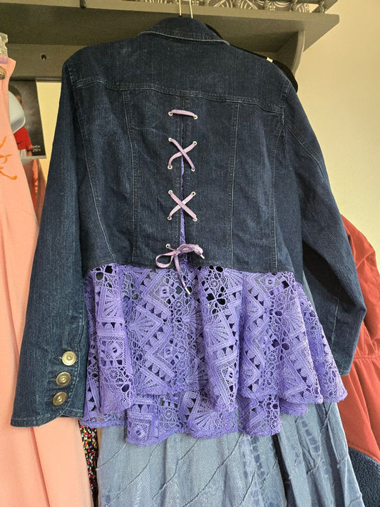 Denim Jacket w Purple lace trim