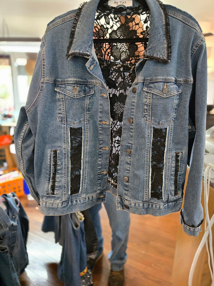 Denim Jacket- Black Lace insets