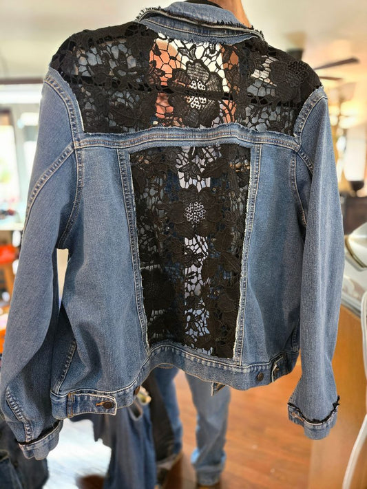 Denim Jacket- Black Lace insets