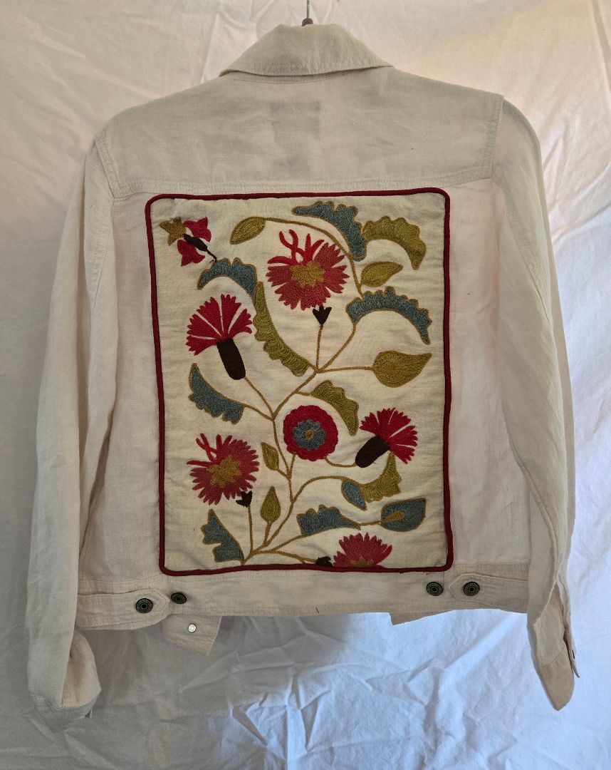 Jacket White and Linen Embroidered