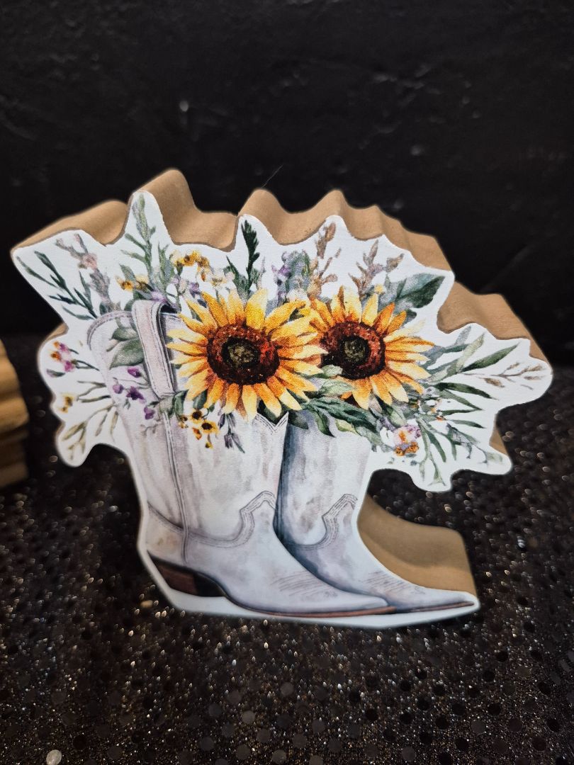 White Cowboy Boots Shelf sign
