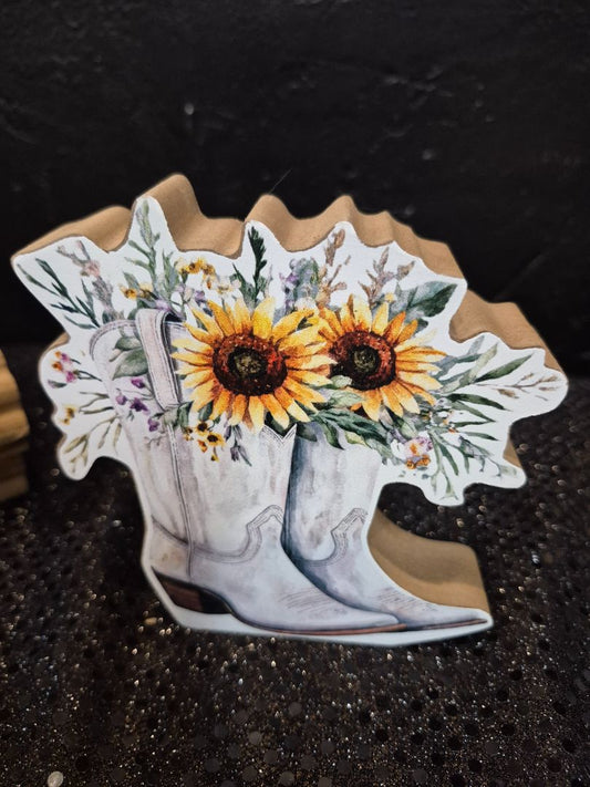 White Cowboy Boots Shelf sign