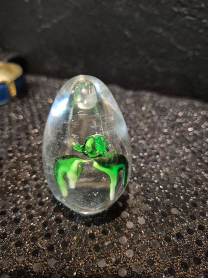 Vintage Art Glass Paper weight Green Crab
