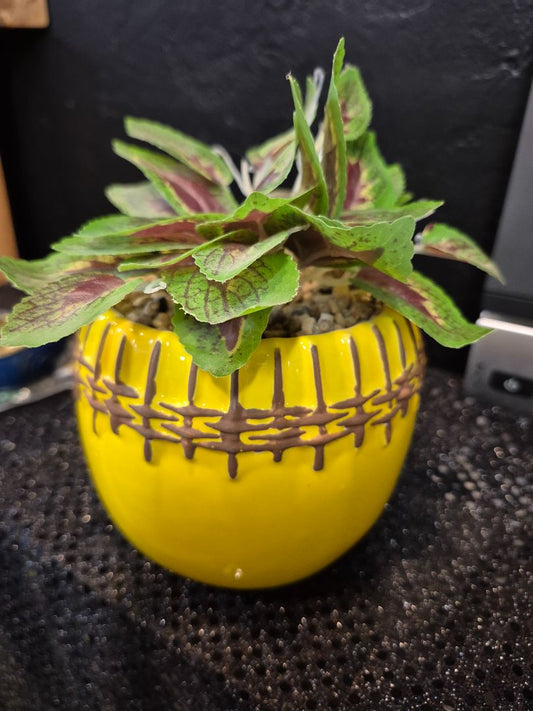 Faux Plant with Yellow Pot