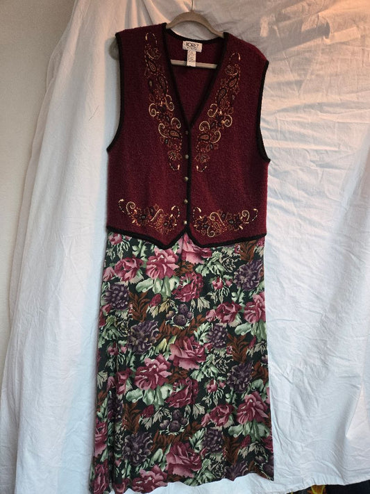 Dress- Koret wool vest with floral skirt, L