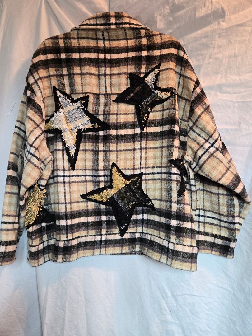 tan black  Shirt Plaid with stars