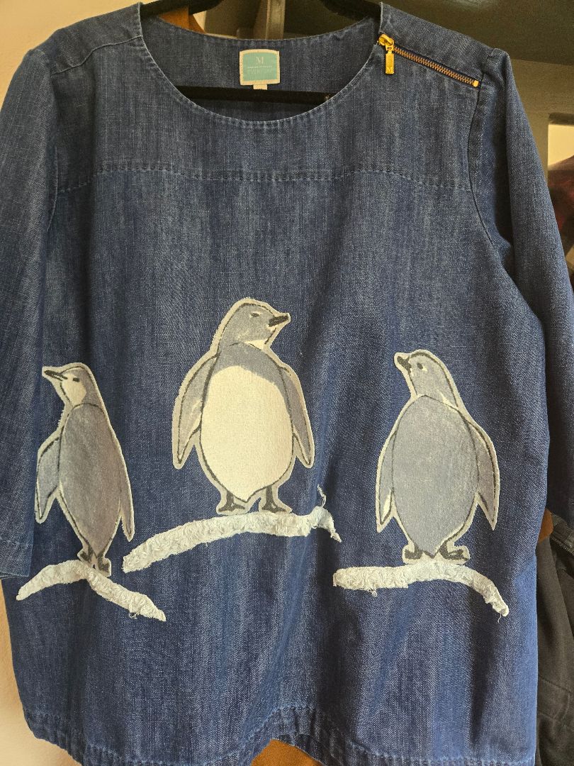 Shirt Denim with penquins, 2X