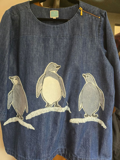 Shirt Denim with penquins, 2X
