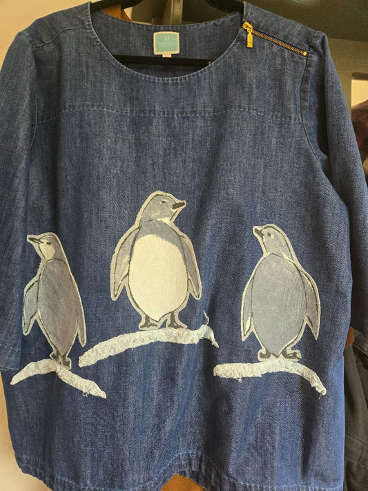 Shirt Denim with penquins, 2X